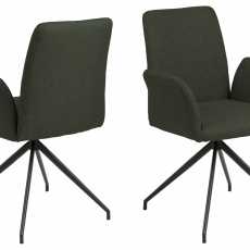 Jídelní židle s područkami Naya, textil, tmavě zelená - 1