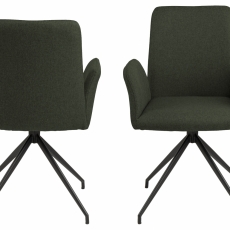 Jídelní židle s područkami Naya, textil, tmavě zelená - 4