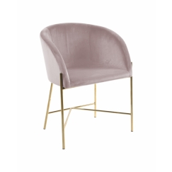 Jídelní židle s područkami Nelson, samet, růžová / zlatá