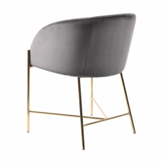 Jídelní židle s područkami Nelson, samet, tmavě šedá / zlatá - 6