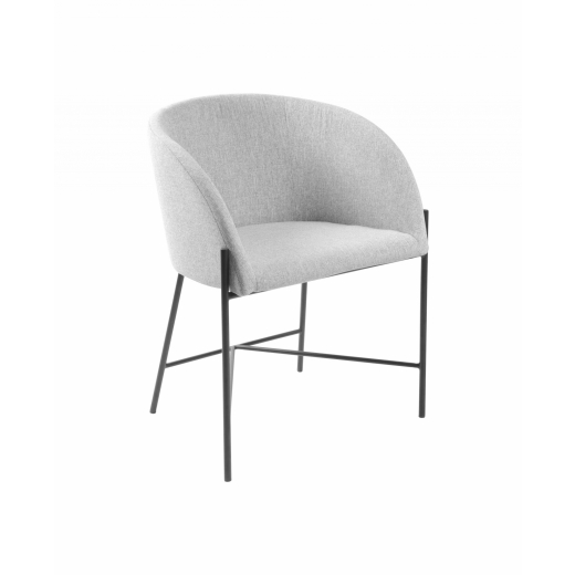 Jídelní židle s područkami Nelson, textil, světle šedá / černá - 1