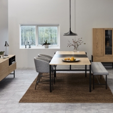 Jídelní židle s područkami Nelson, textil, světle šedá / černá - 5