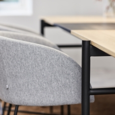 Jídelní židle s područkami Nelson, textil, světle šedá / černá - 4