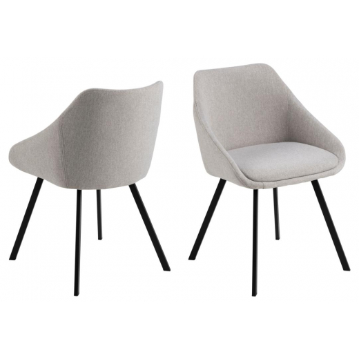 Jídelní židle s područkami Nils (SET 2 ks), textil, béžová / černá - 1