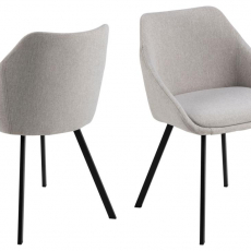 Jídelní židle s područkami Nils (SET 2 ks), textil, béžová / černá - 1