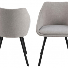 Jídelní židle s područkami Nils (SET 2 ks), textil, béžová / černá - 2