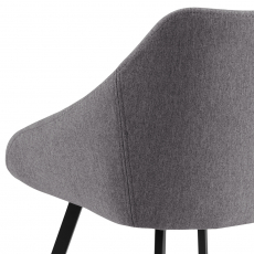 Jídelní židle s područkami Nils (SET 2 ks), textil, světle šedá / černá - 5