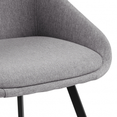 Jídelní židle s područkami Nils (SET 2 ks), textil, světle šedá / černá - 4