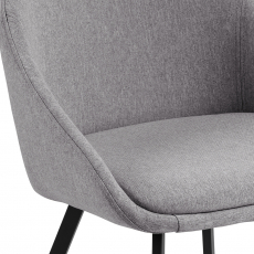 Jídelní židle s područkami Nils (SET 2 ks), textil, světle šedá / černá - 7