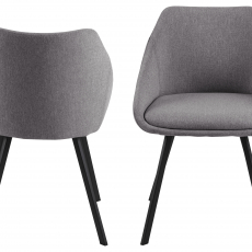Jídelní židle s područkami Nils (SET 2 ks), textil, světle šedá / černá - 2