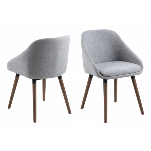 Jídelní židle s područkami Nils (SET 2 ks), textil, světle šedá - 1