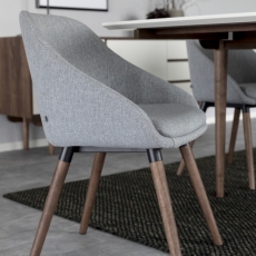Jídelní židle s područkami Nils (SET 2 ks), textil, světle šedá - 3