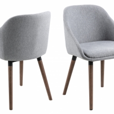 Jídelní židle s područkami Nils (SET 2 ks), textil, světle šedá - 1
