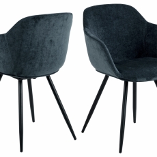 Jídelní židle s područkami Noella, textil, tmavě modrá - 1