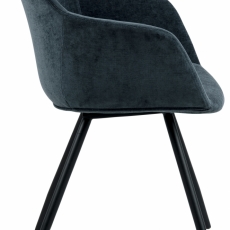 Jídelní židle s područkami Noella, textil, tmavě modrá - 3