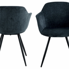 Jídelní židle s područkami Noella, textil, tmavě modrá - 8