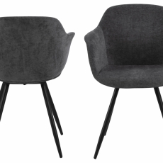 Jídelní židle s područkami Noella, textil, tmavě šedá - 1
