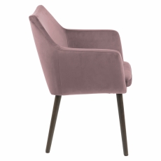 Jídelní židle s područkami Nora, samet, růžová - 3