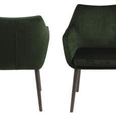 Jídelní židle s područkami Nora, samet, tmavě zelená - 2