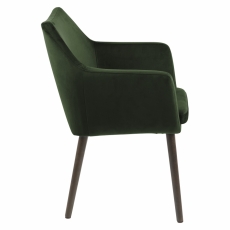 Jídelní židle s područkami Nora, samet, tmavě zelená - 3