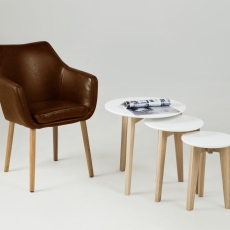 Jídelní židle s područkami Nora, syntetická kůže, hnědá - 4