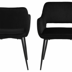 Jídelní židle s područkami Ranja (SET 2 ks), textil, černá - 3