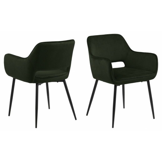 Jídelní židle s područkami Ranja (SET 2 ks), textil, olivová - 1