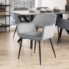 Jídelní židle s područkami Ranja (SET 2 ks), textil, tmavě šedá - 2