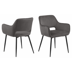 Jídelní židle s područkami Ranja (SET 2 ks), textil, tmavě šedá