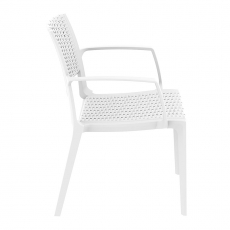 Jídelní židle s područkami Rattan, bílá - 3