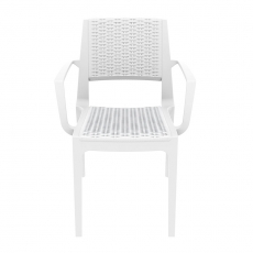 Jídelní židle s područkami Rattan, bílá - 2