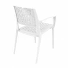 Jídelní židle s područkami Rattan, bílá - 4