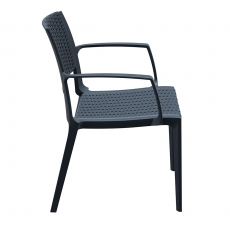 Jídelní židle s područkami Rattan, tmavě šedá - 3