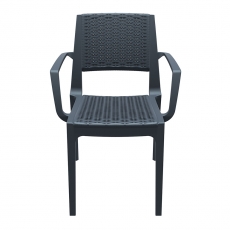 Jídelní židle s područkami Rattan, tmavě šedá - 2