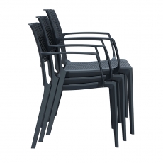 Jídelní židle s područkami Rattan, tmavě šedá - 5