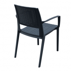 Jídelní židle s područkami Rattan, tmavě šedá - 4