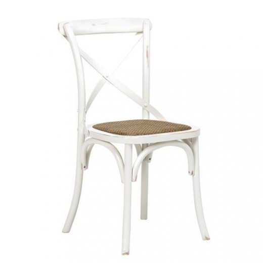 Jídelní židle s ratanovým sedákem Harvest (SET 2 ks), bílá - 1