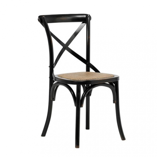 Jídelní židle s ratanovým sedákem Harvest (SET 2 ks), černá - 1