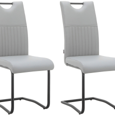 Jídelní židle Sakai (SET 2 ks), syntetická kůže, šedá - 1