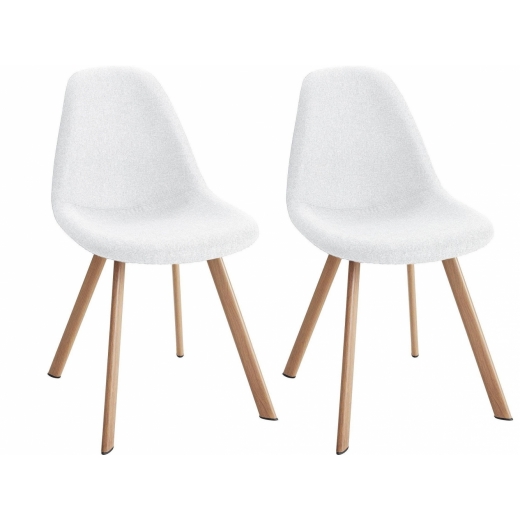 Jídelní židle Sary (SET 2 ks), textil, bílá - 1