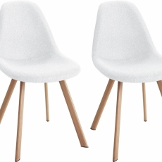 Jídelní židle Sary (SET 2 ks), textil, bílá - 1