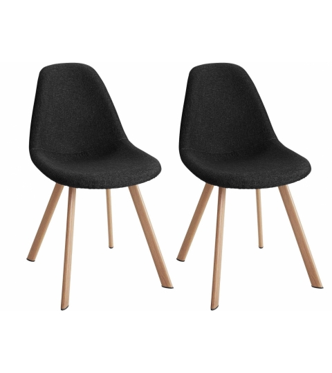 Jídelní židle Sary (SET 2 ks), textil, černá