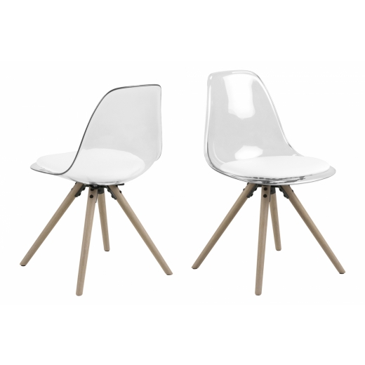 Jídelní židle Shada (SET 4 ks), bílá / dub - 1