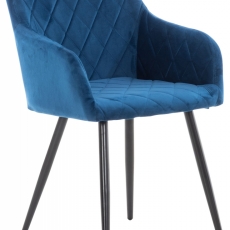 Jídelní židle Shila, samet, modrá - 1
