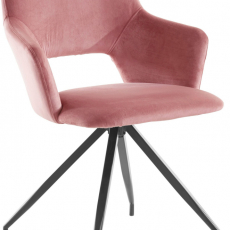 Jídelní židle Trumpet (SADA 2 ks), samet, růžová - 4