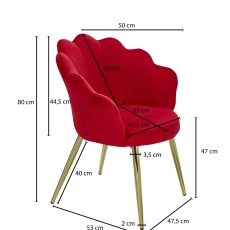 Jídelní židle Tulpe, samet, červená - 4
