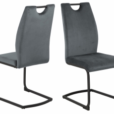 Jídelní židle Ulla (SET 2ks), samet, tmavě šedá - 8