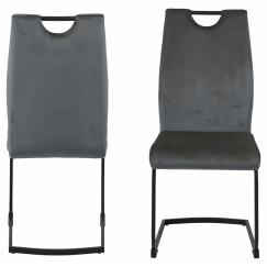 Jídelní židle Ulla (SET 2ks), samet, tmavě šedá
