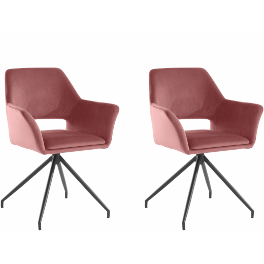 Jídelní židle Vienna (SADA 2 ks), samet, černá / růžová - 1