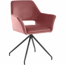 Jídelní židle Vienna (SADA 2 ks), samet, černá / růžová - 4